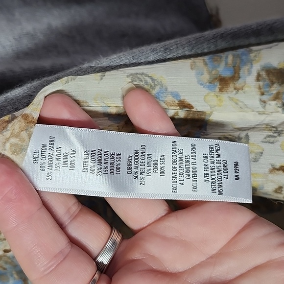 Vintage Casual Corner Open Front Silk Lined Angora Blend Gray Cardigan Small - Picture 5 of 7